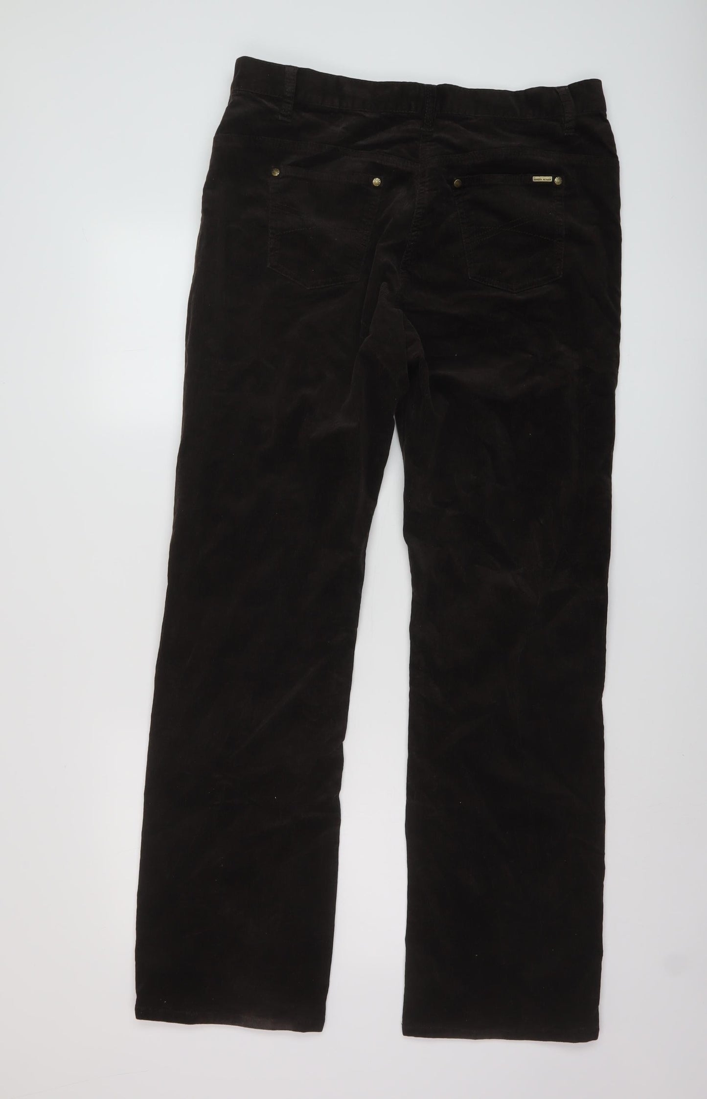 Jensen Womens Brown Cotton Trousers Size 14 L32 in Regular Button