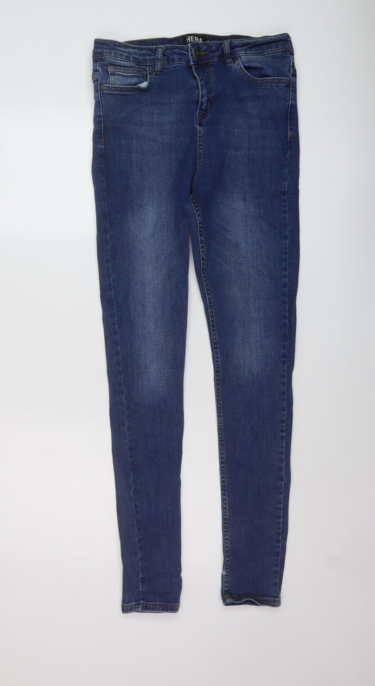 Hera Mens Blue Cotton Skinny Jeans Size 32 in L31 in Regular Button