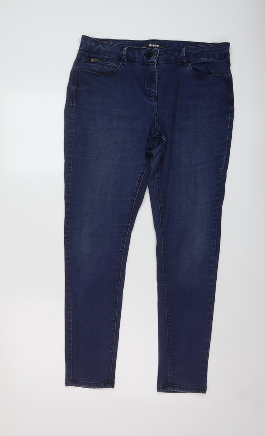 Marks and Spencer Womens Blue Cotton Jegging Jeans Size 14 L29 in Regular Button