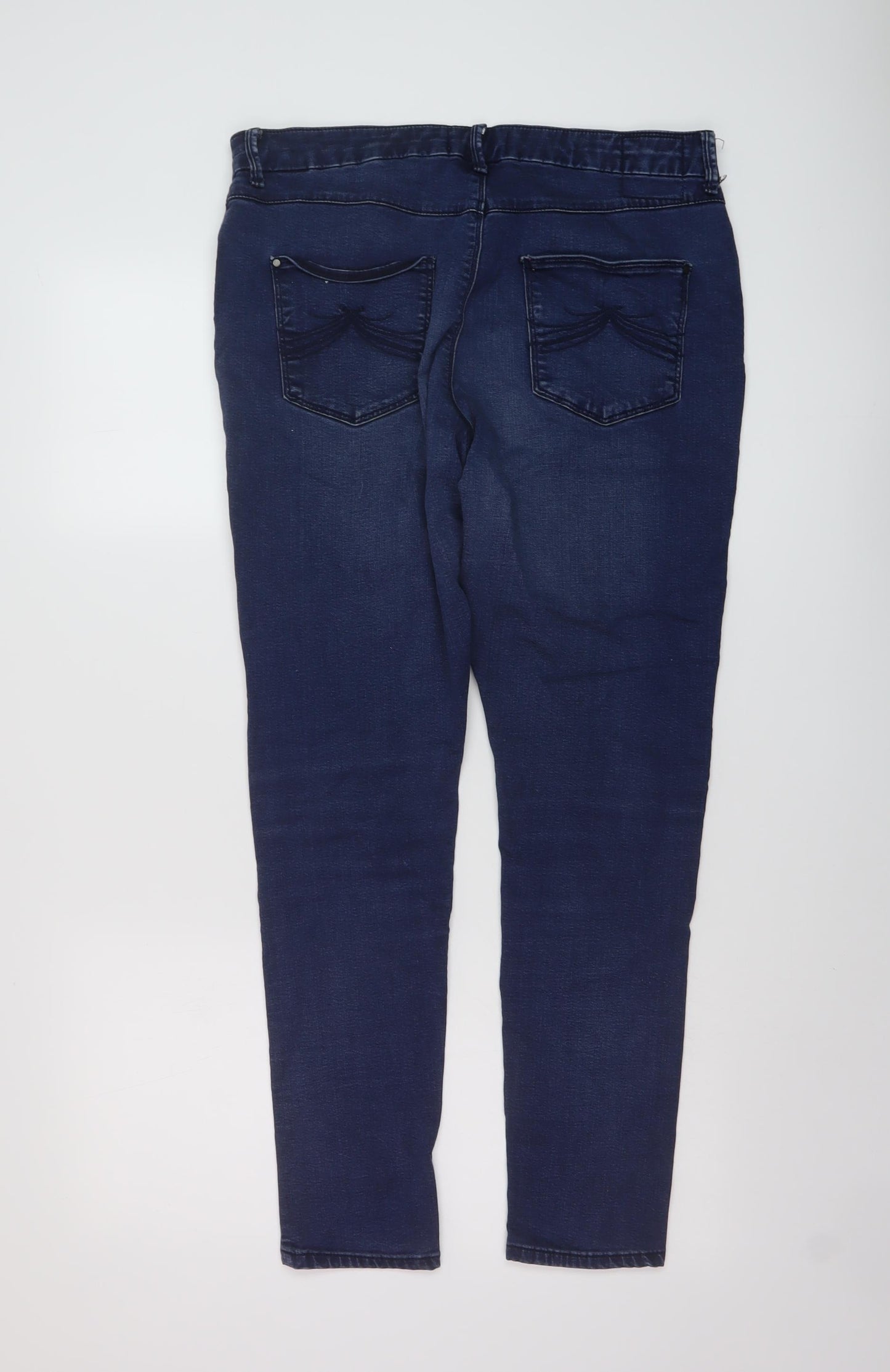 Marks and Spencer Womens Blue Cotton Jegging Jeans Size 14 L29 in Regular Button