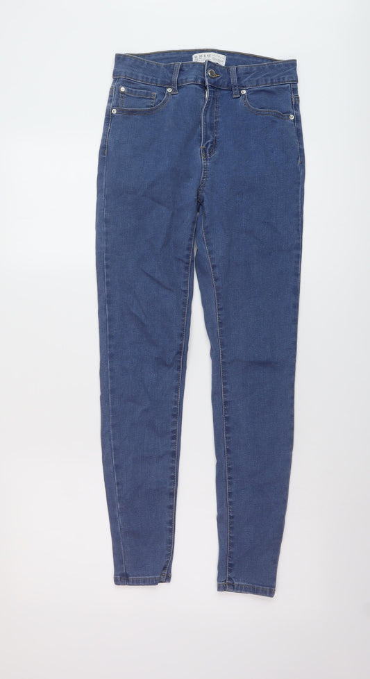 Denim & Co. Womens Blue Cotton Skinny Jeans Size 10 L28 in Regular Button