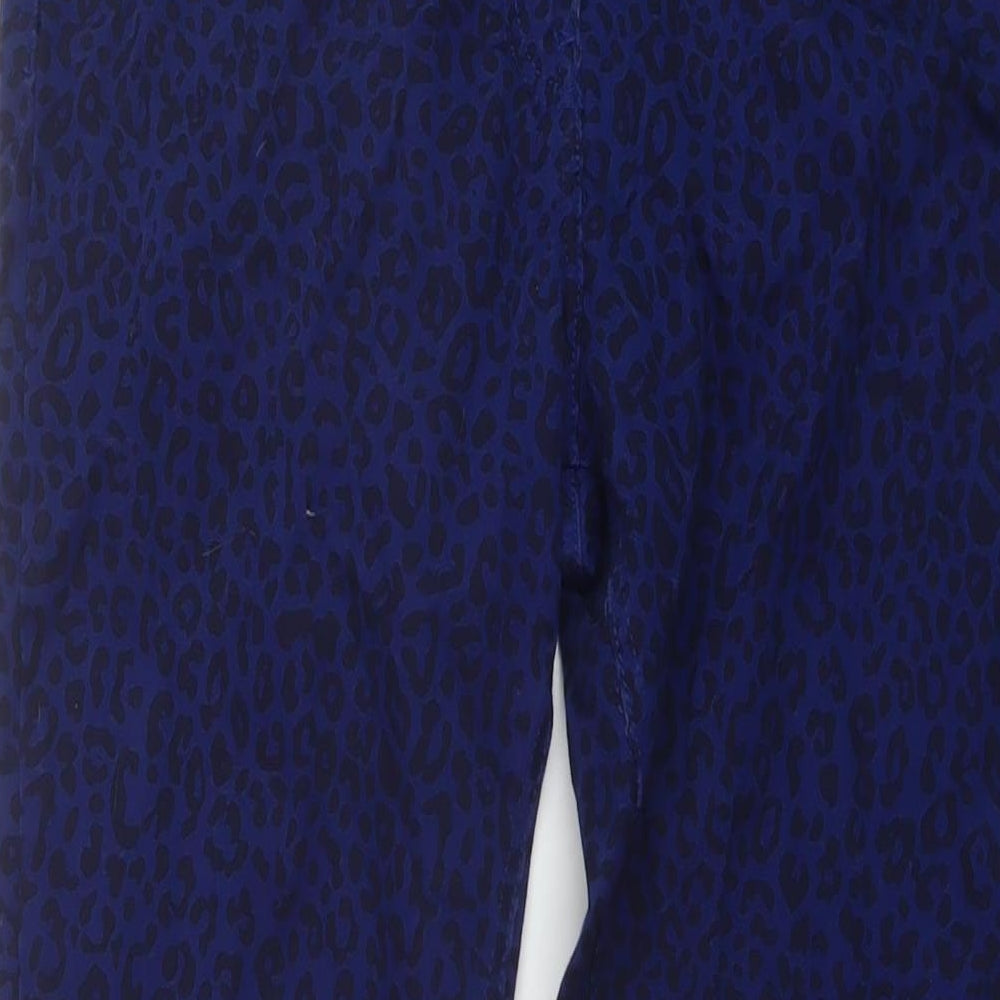 George Womens Blue Animal Print Cotton Skinny Jeans Size 14 L29 in Regular Button