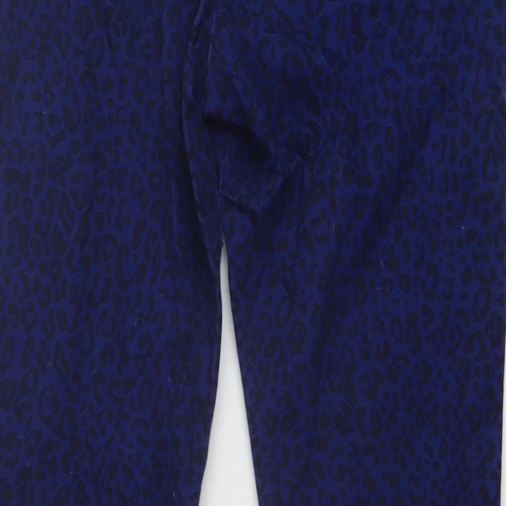 George Womens Blue Animal Print Cotton Skinny Jeans Size 14 L29 in Regular Button