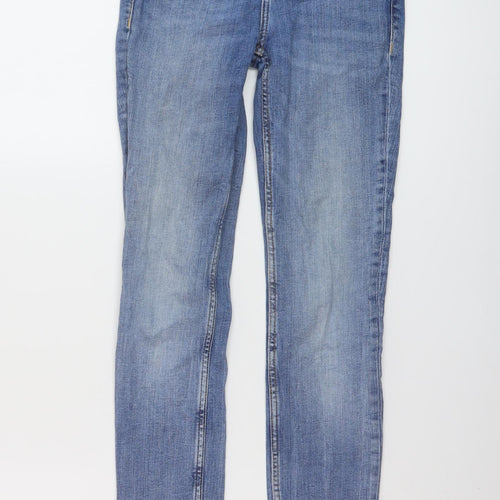 Zara Womens Blue Cotton Skinny Jeans Size 8 L26 in Regular Button