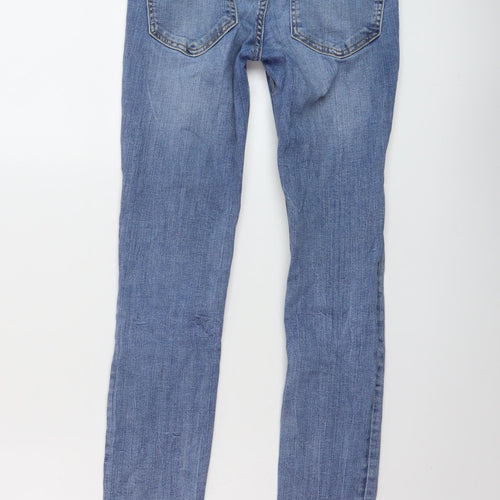 Zara Womens Blue Cotton Skinny Jeans Size 8 L26 in Regular Button