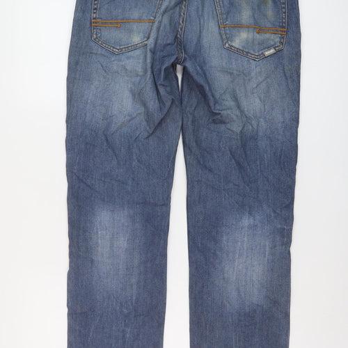 Bench Mens Blue Cotton Straight Jeans Size 30 in L30 in Regular Button