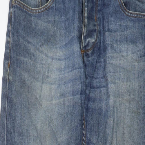 Bench Mens Blue Cotton Straight Jeans Size 30 in L30 in Regular Button