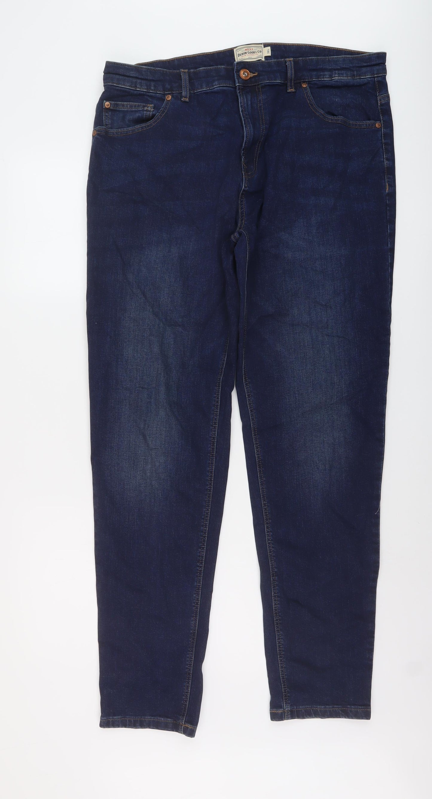 NEXT Mens Blue Cotton Straight Jeans Size 36 in L32 in Regular Button