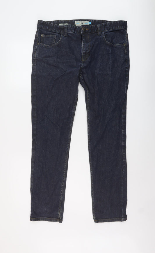 NEXT Mens Blue Cotton Straight Jeans Size 36 in L30 in Slim Button