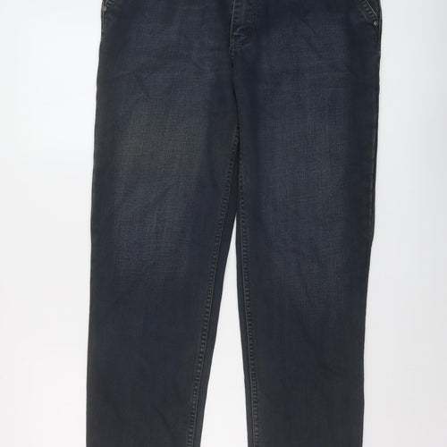 Calvin Klein Mens Blue Cotton Straight Jeans Size 36 in L32 in Regular Button