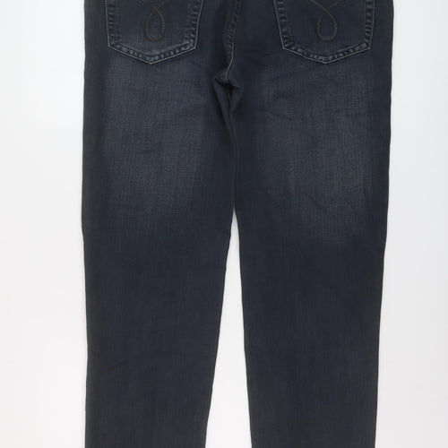 Calvin Klein Mens Blue Cotton Straight Jeans Size 36 in L32 in Regular Button