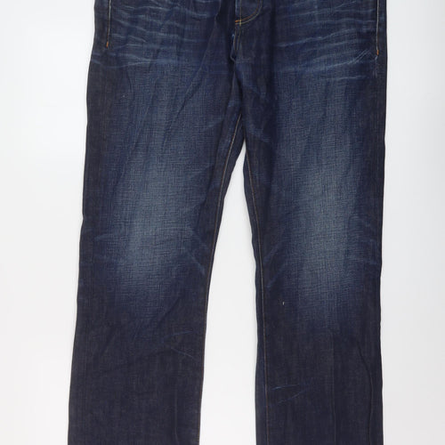 Superdry Mens Blue Cotton Straight Jeans Size 36 in L32 in Regular Button - Vintage