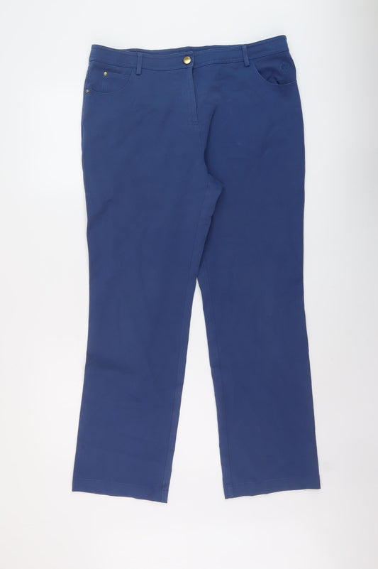 Viyella Womens Blue Cotton Straight Jeans Size 14 L29 in Regular Button