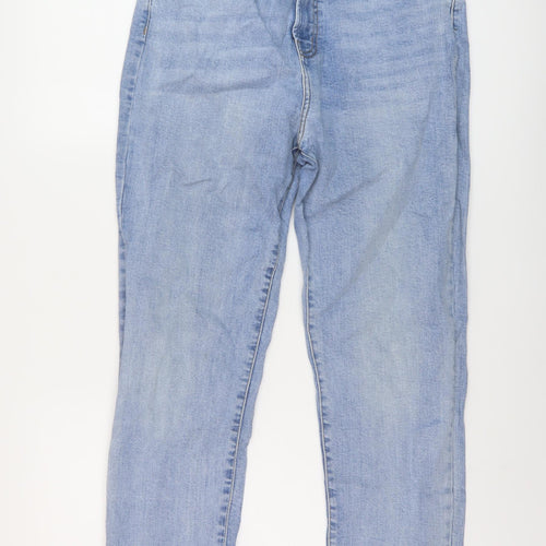 Denim & Co. Womens Blue Cotton Mom Jeans Size 14 L27 in Regular Button