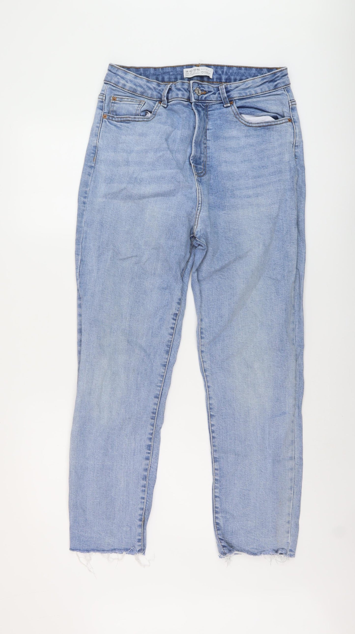 Denim & Co. Womens Blue Cotton Mom Jeans Size 14 L27 in Regular Button