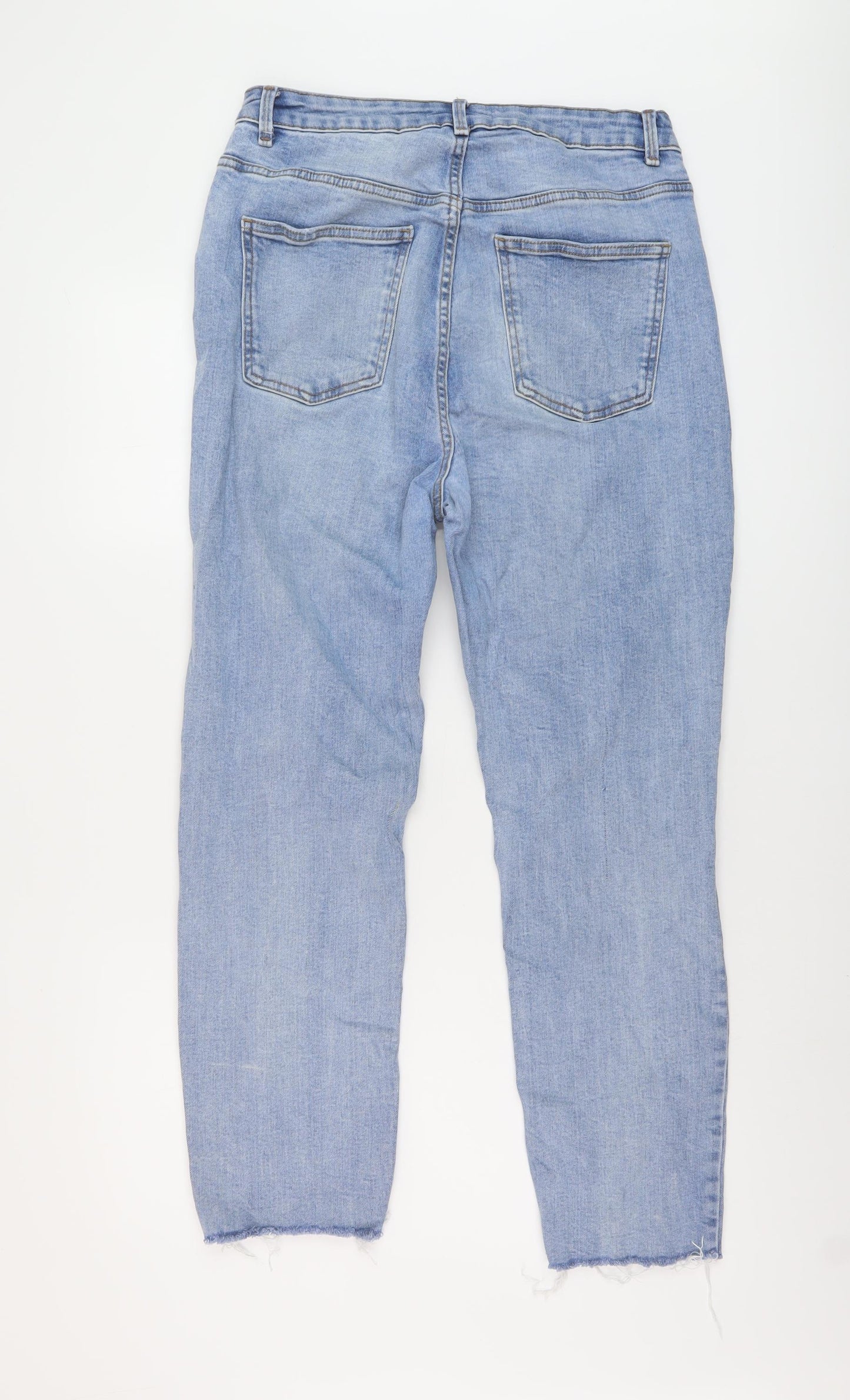 Denim & Co. Womens Blue Cotton Mom Jeans Size 14 L27 in Regular Button