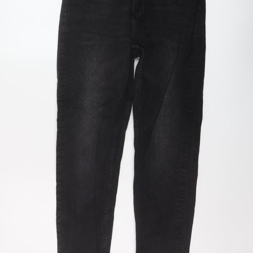 Cropp Womens Black Cotton Mom Jeans Size 10 L26 in Regular Button