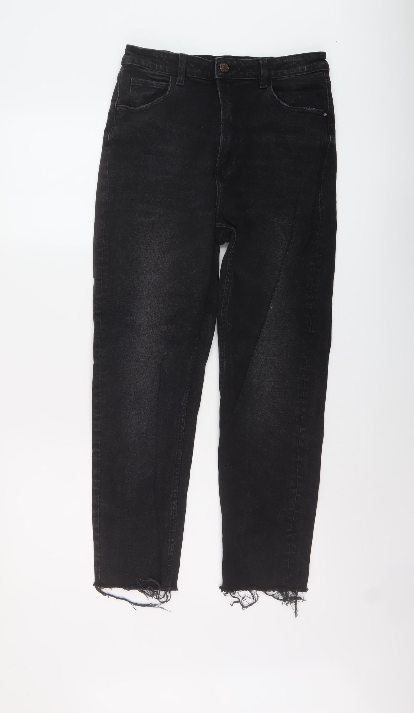 Cropp Womens Black Cotton Mom Jeans Size 10 L26 in Regular Button