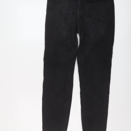 Cropp Womens Black Cotton Mom Jeans Size 10 L26 in Regular Button