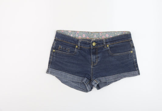 Denim & Co. Womens Blue Cotton Hot Pants Shorts Size 12 L3 in Regular Button - Vintage