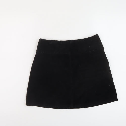 Monki Womens Black Cotton A-Line Skirt Size 8 Zip