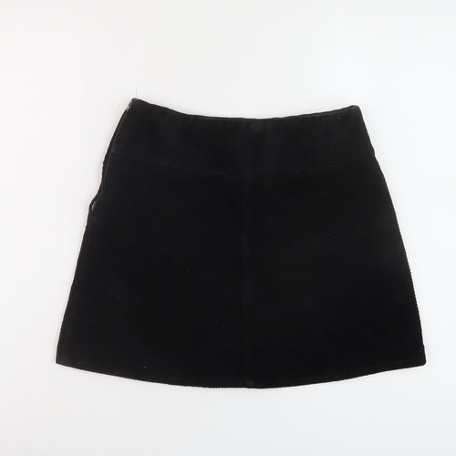 Monki Womens Black Cotton A-Line Skirt Size 8 Zip