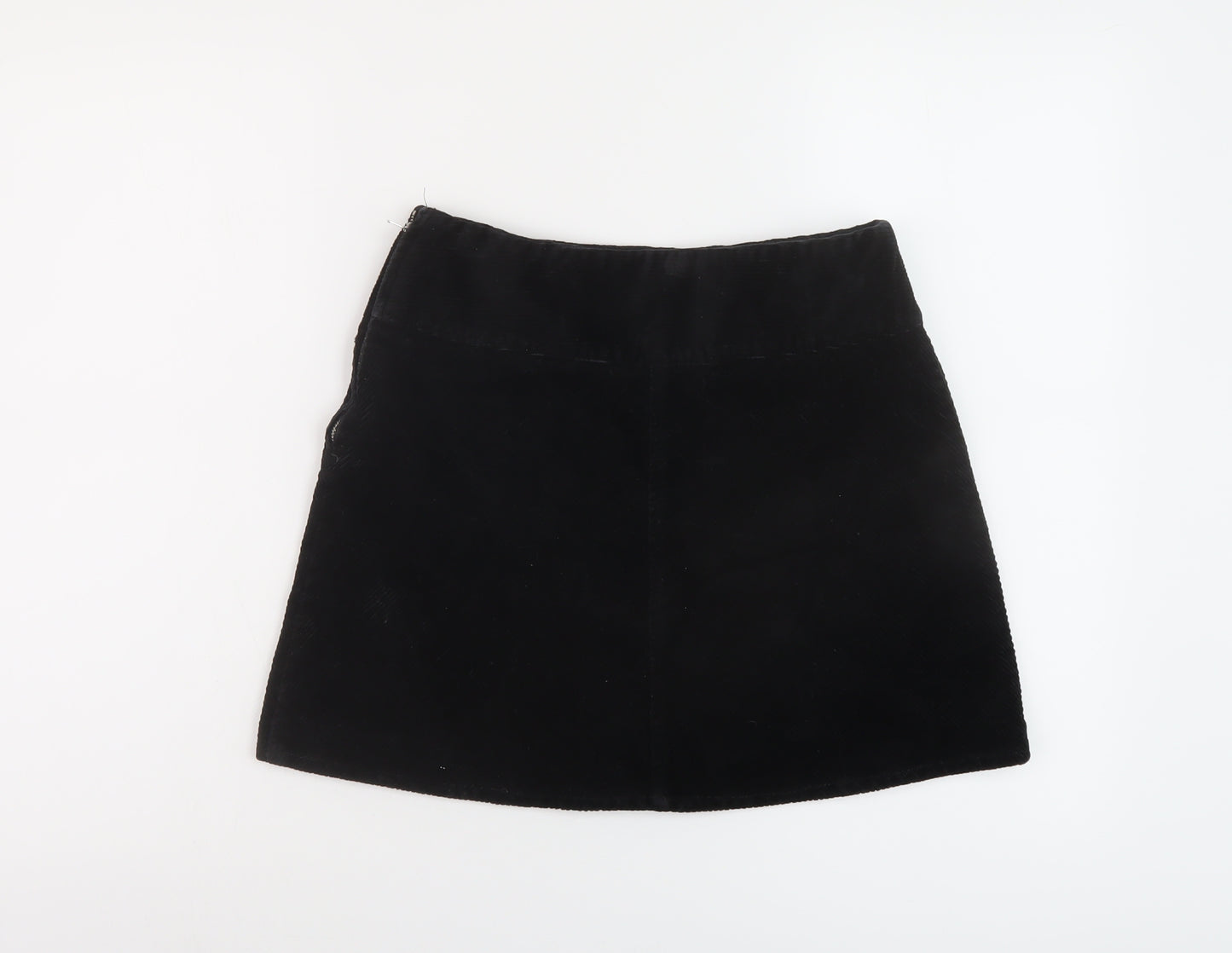 Monki Womens Black Cotton A-Line Skirt Size 8 Zip