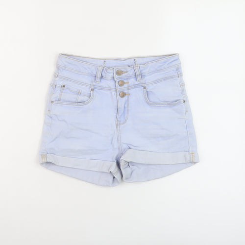 New Look Womens Blue Cotton Hot Pants Shorts Size 8 L3 in Regular Button