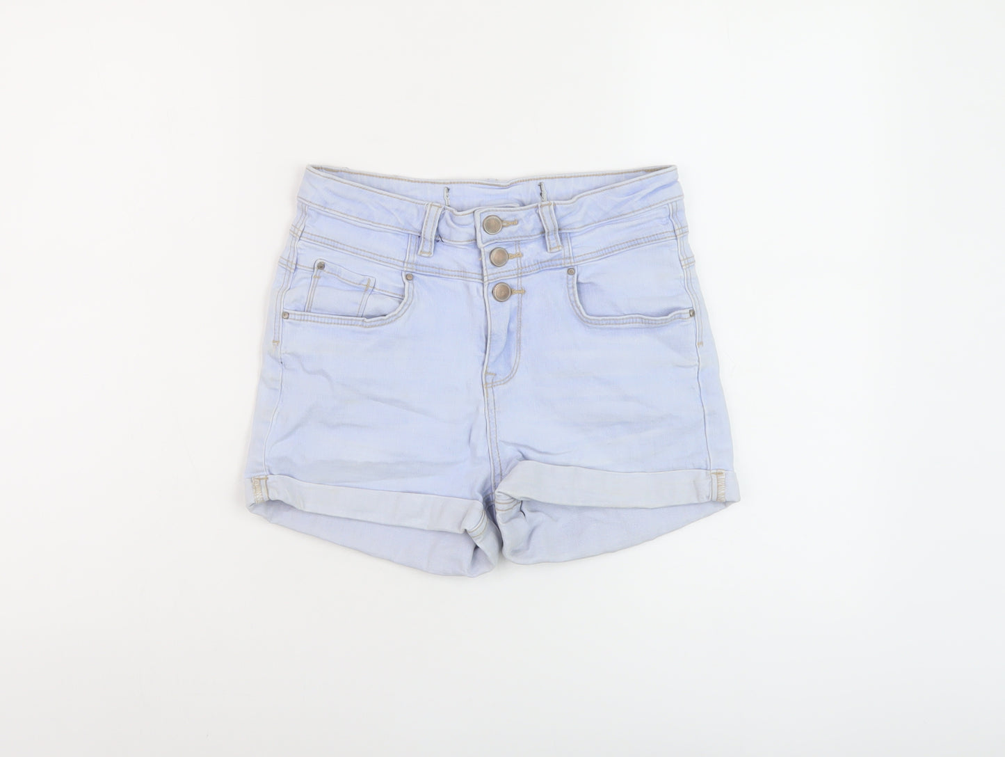 New Look Womens Blue Cotton Hot Pants Shorts Size 8 L3 in Regular Button