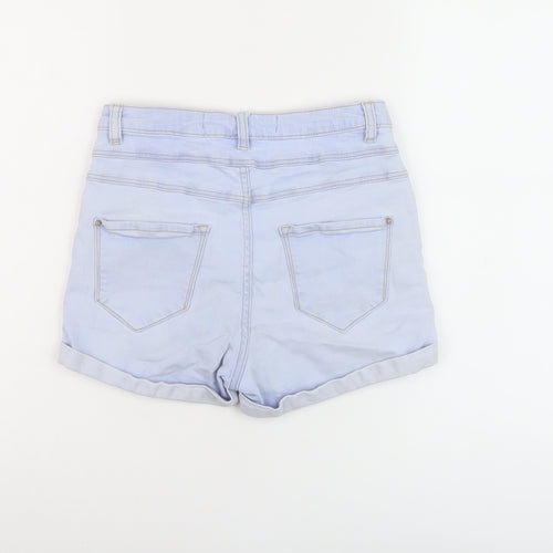 New Look Womens Blue Cotton Hot Pants Shorts Size 8 L3 in Regular Button