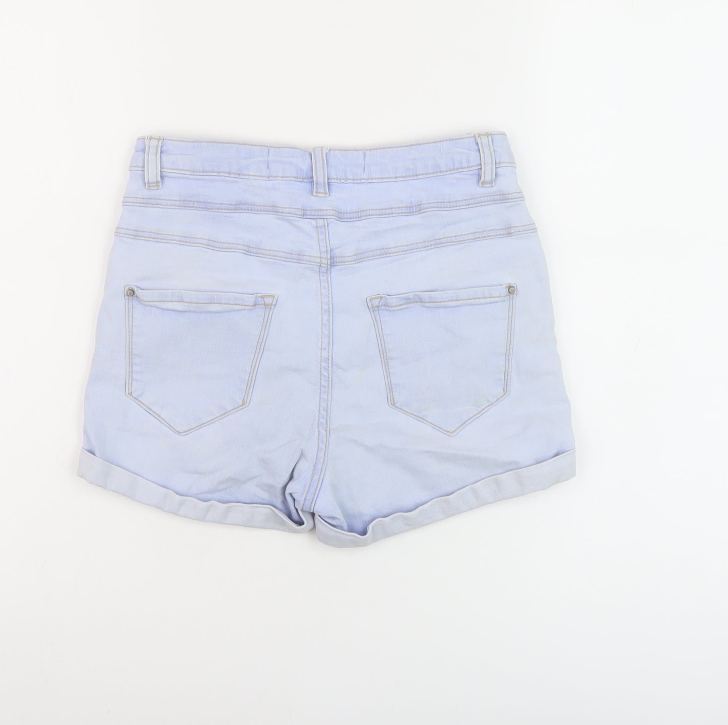 New Look Womens Blue Cotton Hot Pants Shorts Size 8 L3 in Regular Button