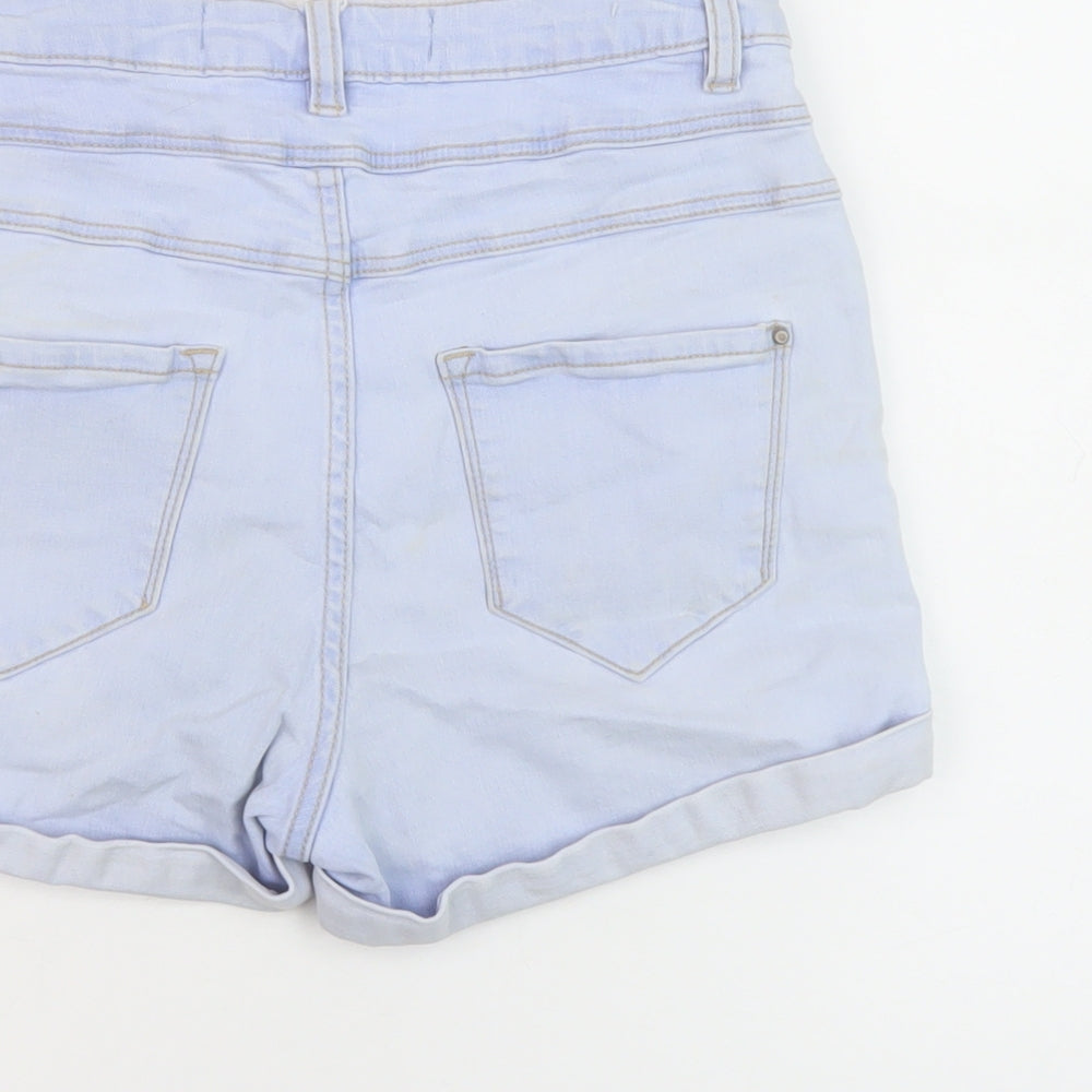 New Look Womens Blue Cotton Hot Pants Shorts Size 8 L3 in Regular Button