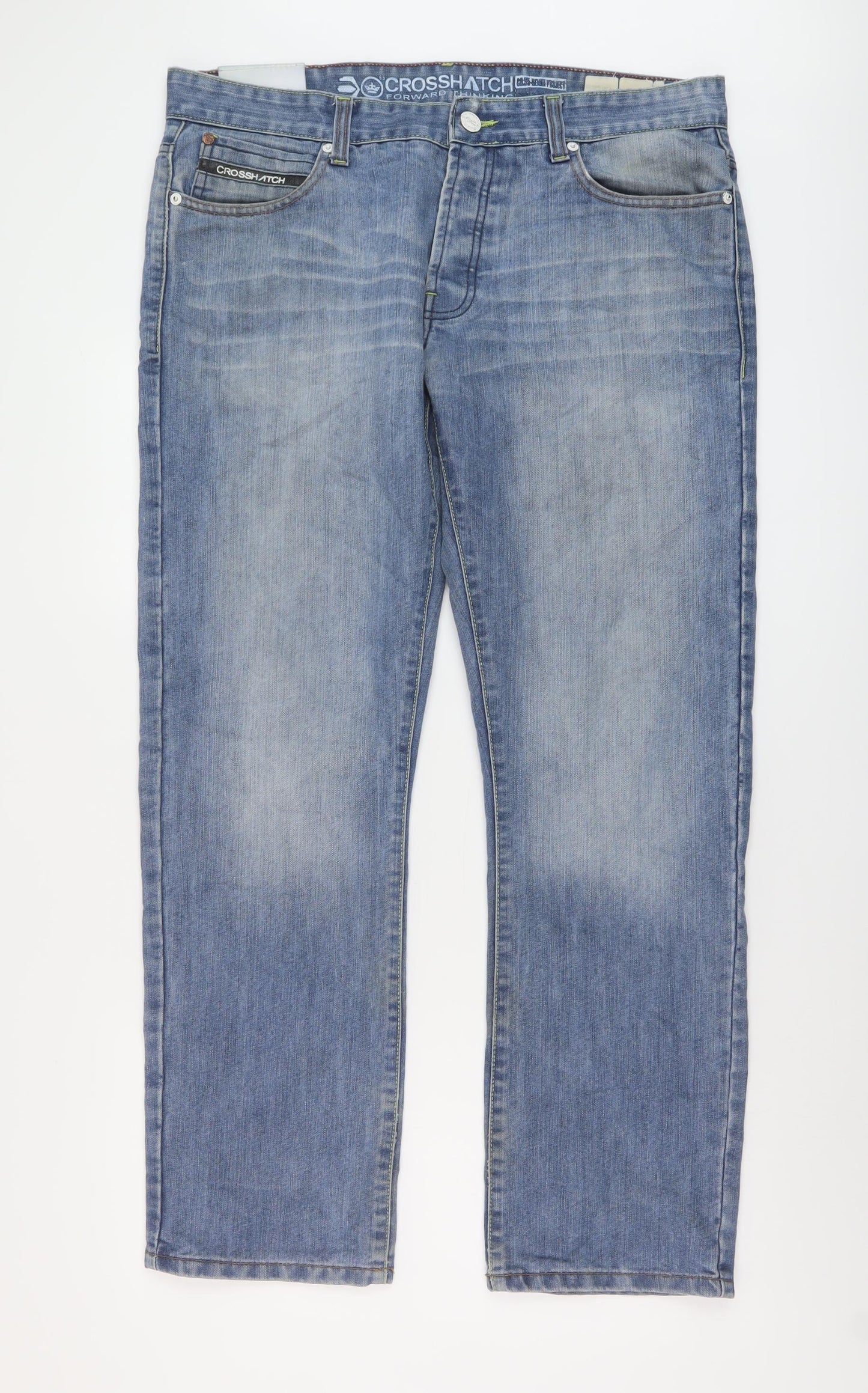 Coross Hatch Mens Blue Cotton Straight Jeans Size 36 in L31 in Regular Button