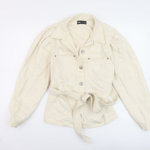 Zara Womens Beige Jacket Size M Button