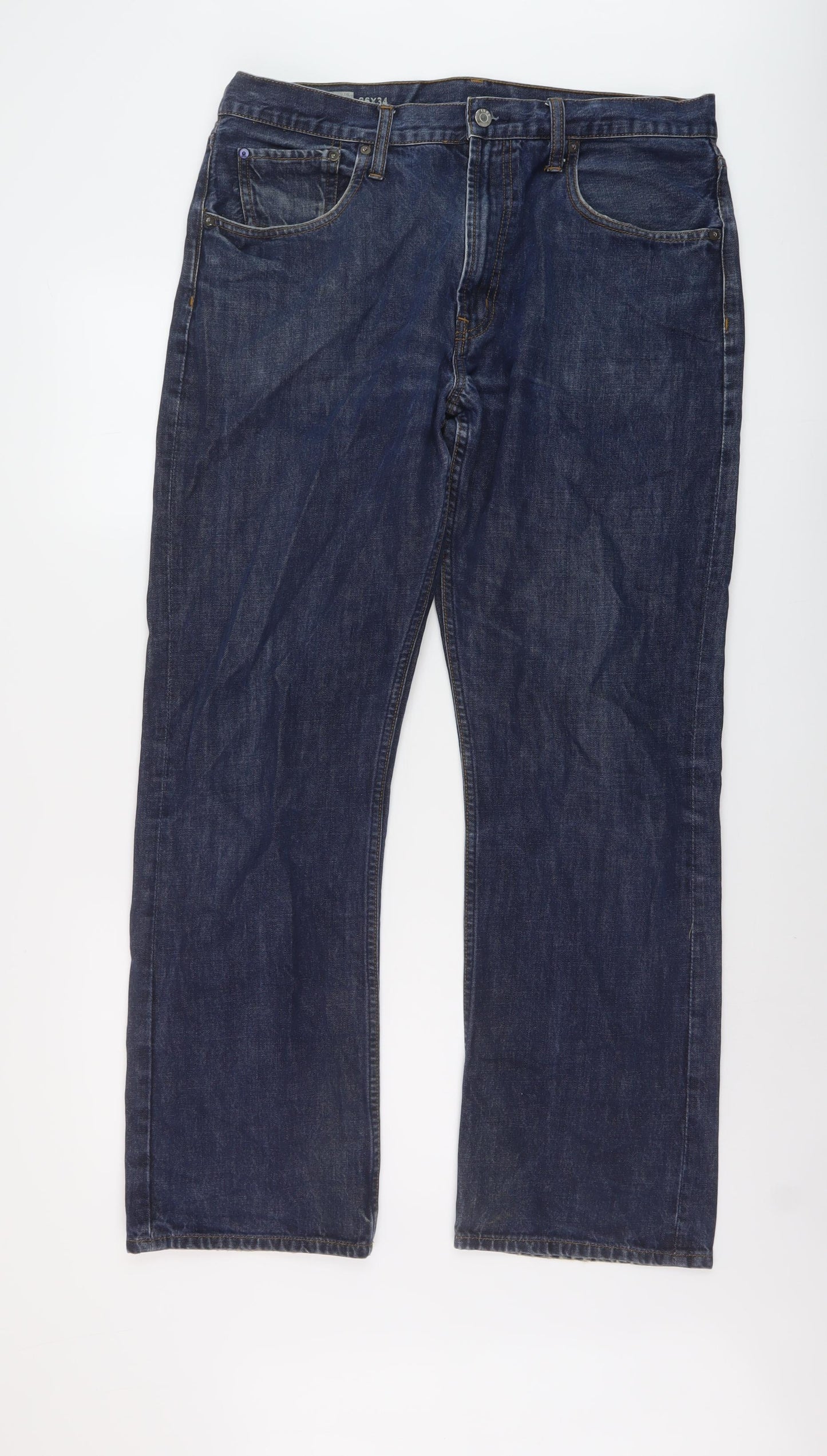 Gap Mens Blue Cotton Straight Jeans Size 36 in L34 in Regular Button