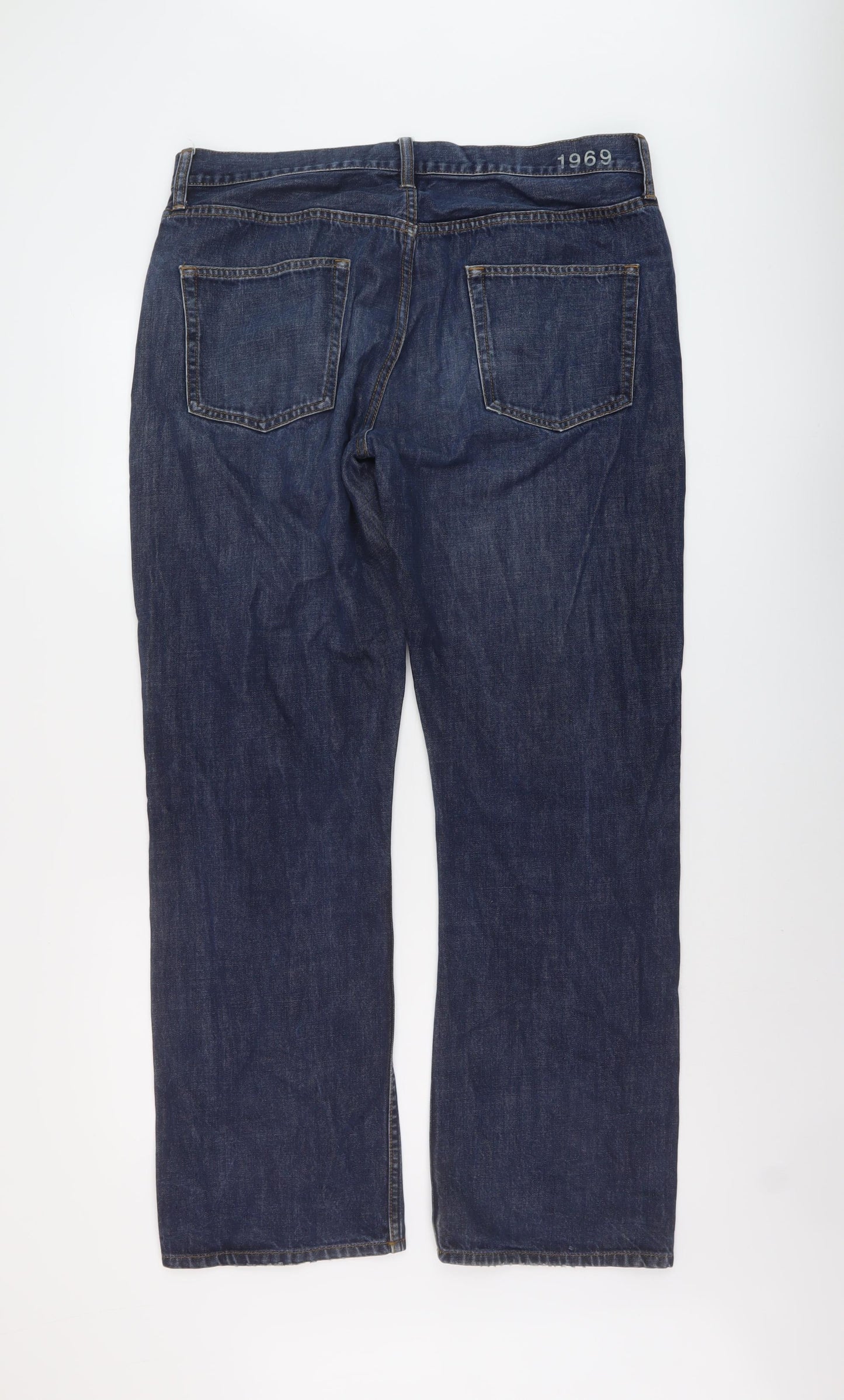 Gap Mens Blue Cotton Straight Jeans Size 36 in L34 in Regular Button