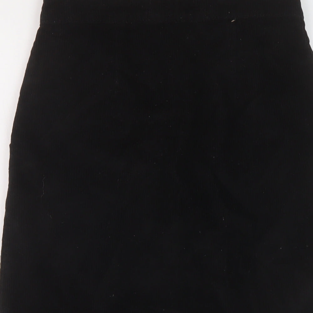 Primark Womens Black Cotton A-Line Skirt Size 8 Button