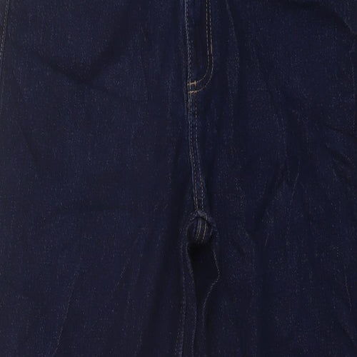 Marks and Spencer Womens Blue Cotton Wide-Leg Jeans Size 12 L32 in Regular Button