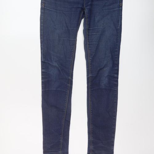 NEXT Womens Blue Cotton Skinny Jeans Size 8 L28 in Regular Button