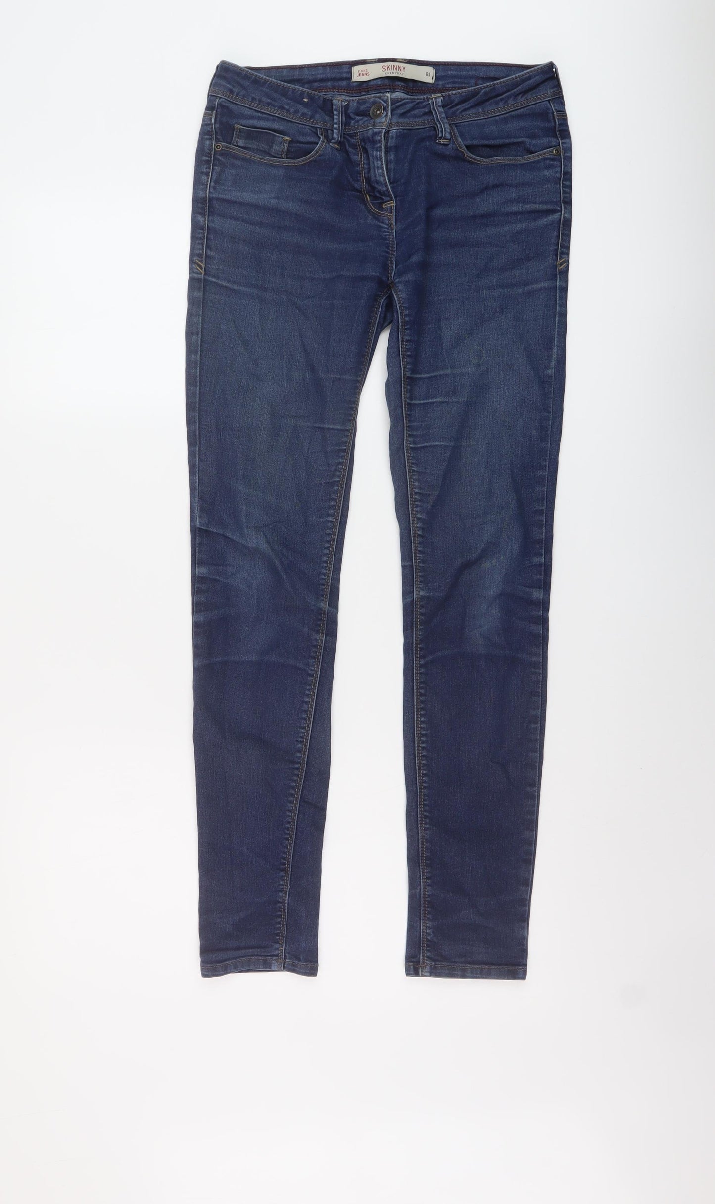 NEXT Womens Blue Cotton Skinny Jeans Size 8 L28 in Regular Button