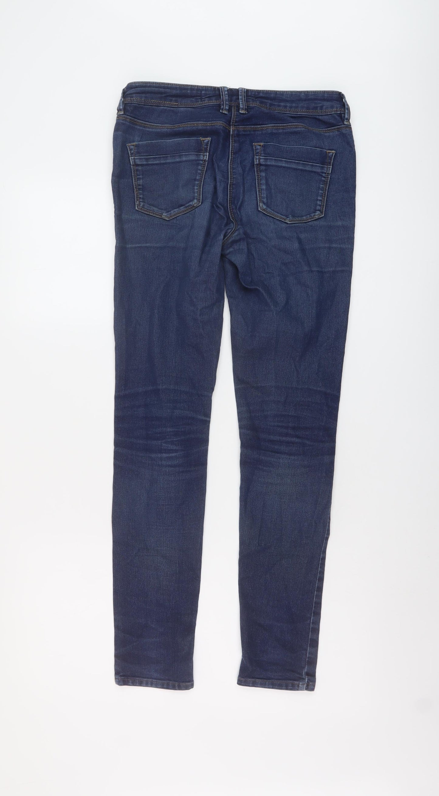 NEXT Womens Blue Cotton Skinny Jeans Size 8 L28 in Regular Button