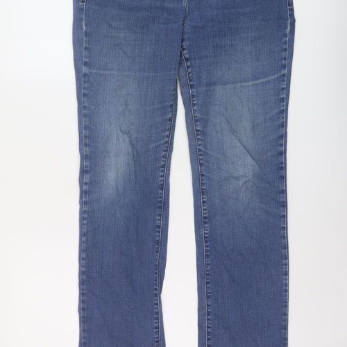 Marks and Spencer Womens Blue Cotton Straight Jeans Size 14 L27 in Regular Button