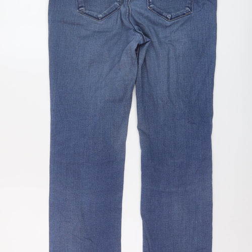 Marks and Spencer Womens Blue Cotton Straight Jeans Size 14 L27 in Regular Button