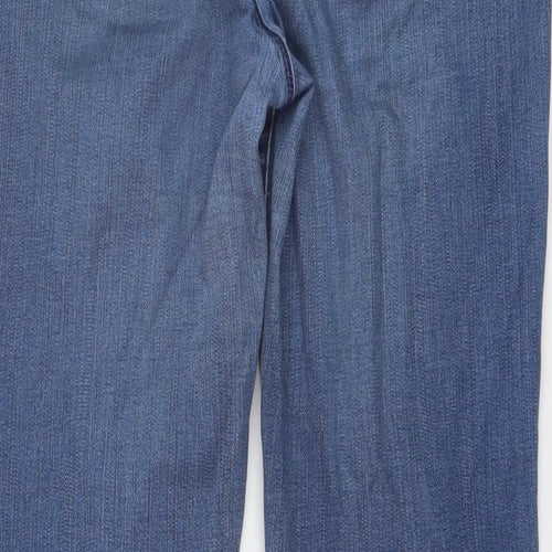 Marks and Spencer Womens Blue Cotton Straight Jeans Size 14 L27 in Regular Button