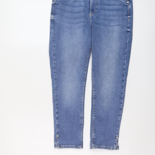 River Island Womens Blue Cotton Cropped Jeans Size 10 L22 in Regular Button