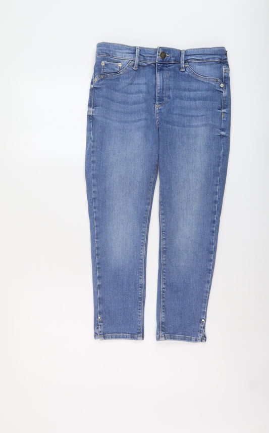 River Island Womens Blue Cotton Cropped Jeans Size 10 L22 in Regular Button