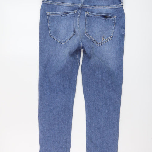 River Island Womens Blue Cotton Cropped Jeans Size 10 L22 in Regular Button