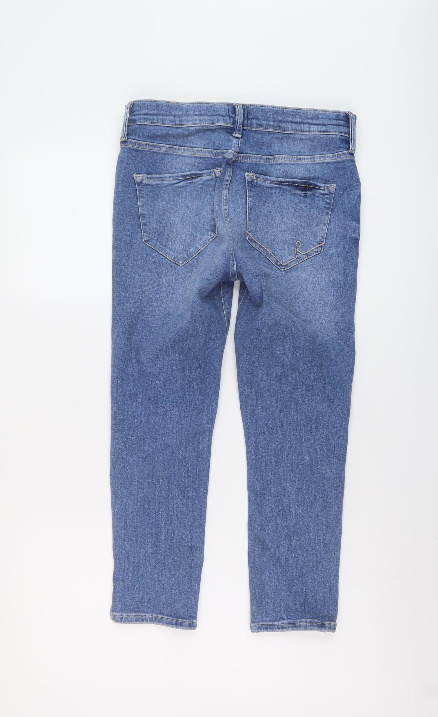 River Island Womens Blue Cotton Cropped Jeans Size 10 L22 in Regular Button