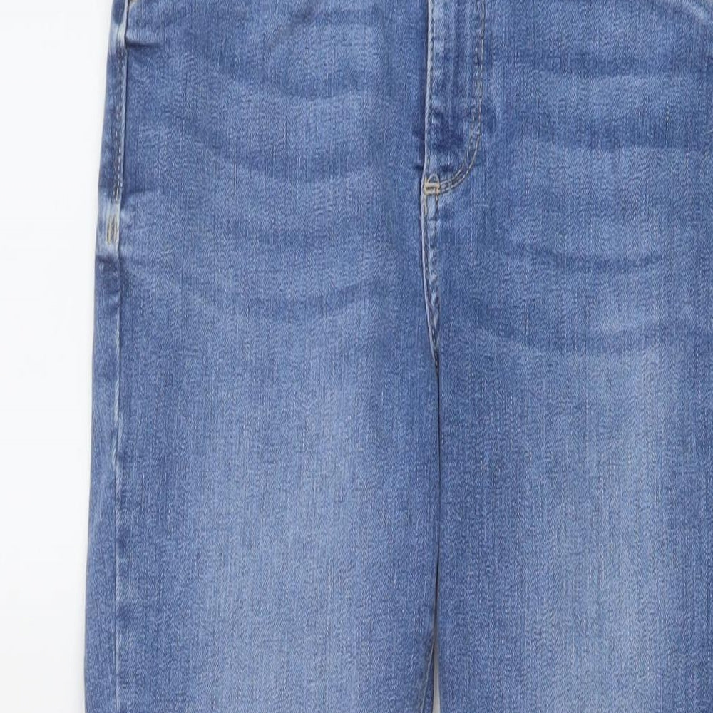 River Island Womens Blue Cotton Cropped Jeans Size 10 L22 in Regular Button