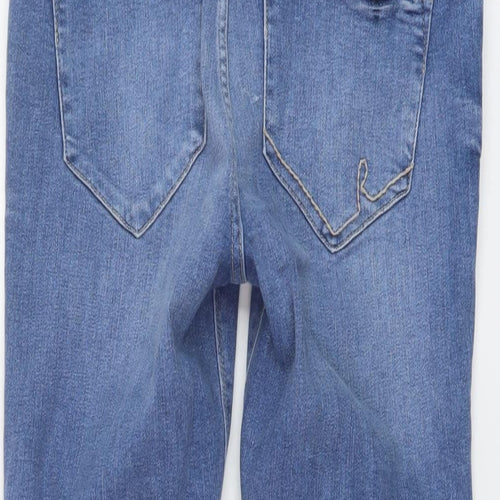 River Island Womens Blue Cotton Cropped Jeans Size 10 L22 in Regular Button